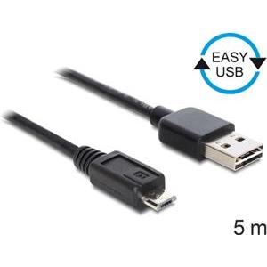 Kabel DELOCK, USB 2.0, USB-A (M) na micro USB-B (M), EASY USB, 5m