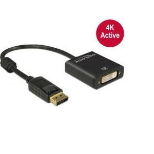 Adapter DELOCK, DisplayPort (M) na DVI-I 24+5 (Ž), 4K, crni