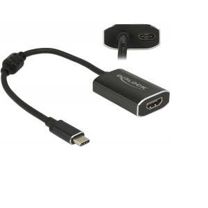 Adapter DELOCK, USB-C (M) na HDMI (Ž), DP Alt način rada, 4K 60Hz s PD funkcijom, crni