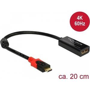 Adapter DELOCK, USB-C (M) na DisplayPort (Ž), 4K, crni