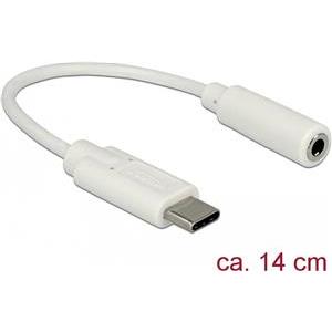 Adapter DELOCK, USB-C (M) na Audio 3.5 (Ž), 14cm, bijeli