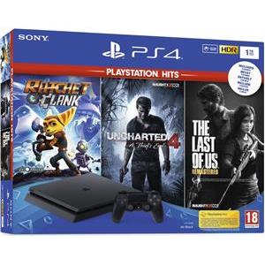 GAM SONY PS4 1TB Slim+Uncharted 4/The Last of Us/Ratchet&Clank