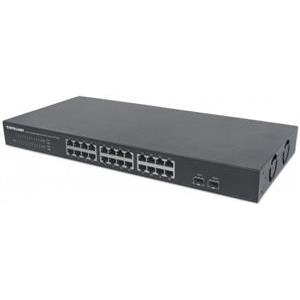 Switch Unmanaged, 24x10/100/1000T + 2xSFP, int. PSU, 19