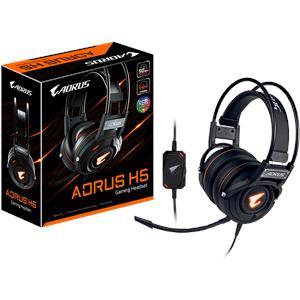 GIGABYTE GAMING AORUS H5 Headset (50mm Beryllium metal drivers, RGB Fusion-16.7M customizable lighting, Detachable and Bendable Microphone, Wearing comfort for prolonged gaming, In-line sound controls