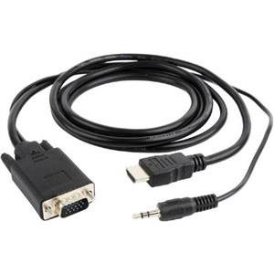 Gembird HDMI to VGA and audio adapter cable, single port, black 1,8m