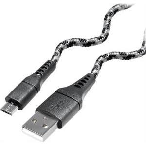 Transmedia Flexible black cable USB type A plug to Micro USB B plug, 1m