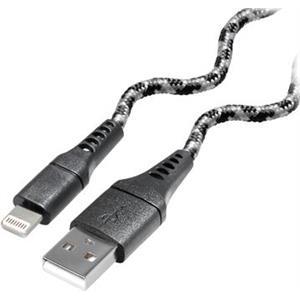 Transmedia Flexible black cable USB type A plug to to 8 pin plug, 1m
