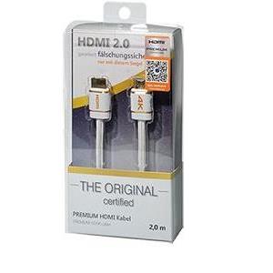Transmedia HDMI Premium Certified Cable 3,0m, white nylon braided blister packaging