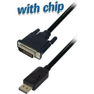 Transmedia DisplayPort plug to DVI 24 1 plug, 2,0 m, silver color plugs