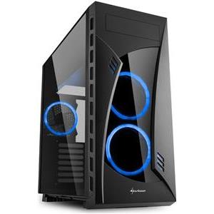 Sharkoon NIGHT SHARK Midi Tower ATX kućište, prozirna bočna stranica, bez napajanja, plavi LED, crno