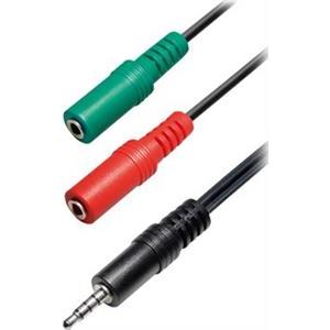 Transmedia Headset adapter cable 0,2m Plug to 2x Jack