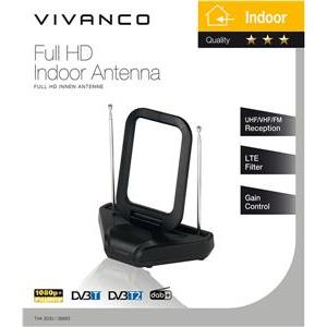 Antena Vivanco Full HD, unutarnja, prstenast dizajn, podesiva, LTE Filter, 1.2m kabel