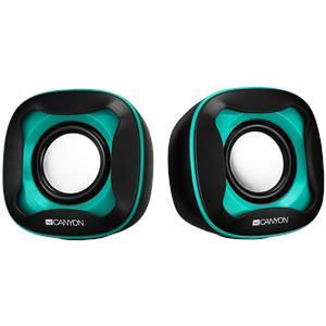 Zvučnici Canyon CNS-CSP202 USB 2.0 Speaker, black+light blue 7472C, 2*3W 4 Ohm, ABS, 1.2m cable with USB2.0 & 3.5mm audio connector.