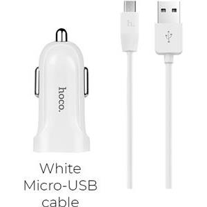 Auto punjač Hoco Z2A two-port set with micro cable, white