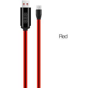Kabel Hoco U29 LED displayed timing micro charging cable, red