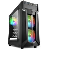Sharkoon VG6-W RGB Midi Tower ATX kućište, bez napajanja, prozirna prednja/bočna stranica, crno