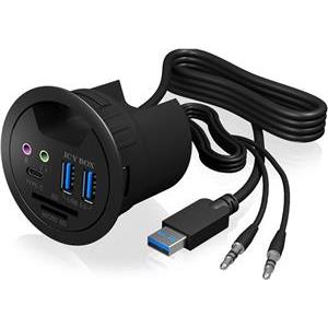 Icybox 2x USB 3.0 koncentrator, 1x USB-C, audio 3.5mm priključci i čitač kartica za instalaciju u tablici