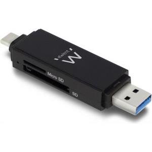 Ewent EW1075 card reader Black USB 3.0 (3.1 Gen 1) Type-A/Type-C