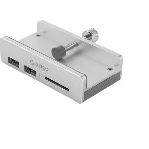 USB hub z 2 vhodoma, USB 3.0, čitalec kartic, zaponka, aluminij, ORICO MH2AC-U3