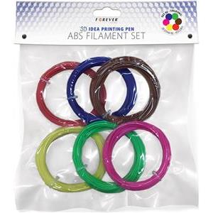 ABS plastična nit FOREVER za 3D olovku, set, crvena, plava, zelena, žuta, smeđa, roza