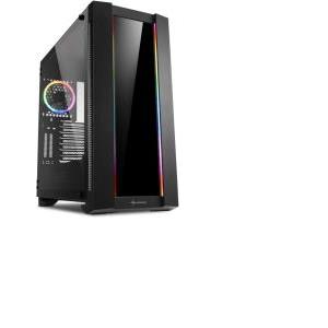 Sharkoon Elite Shark CA200G Tower ATX kućište, bez napajanja, prozirna bočna stranica, RGB, crno