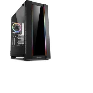 Sharkoon Elite Shark CA200G Tower ATX kućište, bez napajanja, prozirna bočna stranica, RGB, crno