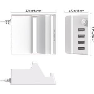 Wall charger 4-port USB with stand, white, ORICO CHK-4U