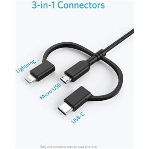Anker Powerline II USB-A do 3 u 1 kabel 0.9m crni