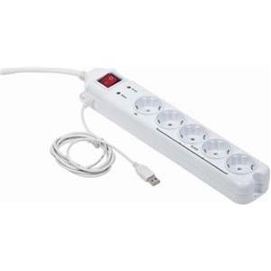 Gembird Surge protector with Master Slave function, white color