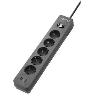 APC Essential SurgeArrest 5 Outlet 2 USB Ports Black 230V Germany