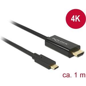 Delock Cable USB Type-C ™ plug> HDMI plug (DP Alt Mode) 4K 30 Hz 1 m black 