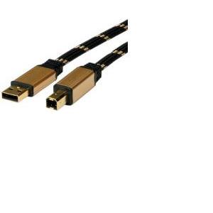 Roline GOLD USB2.0 kabel TIP A/B M/M, 1.8m, crno/zlatni