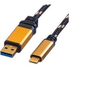 Roline GOLD USB3.1 Gen2 kabel TIP A-C M/M, 1.0m, crno/zlatni