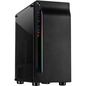 Chassis INTER-TECH A-3411 Creek Gaming Tower, ATX, 1xUSB3.0, 2xUSB2.0, PSU optional, Window side panel, LED light on the front, integrated RGB LED, Black