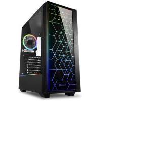 Sharkoon RGB LIT 100, Midi Tower ATX kućište, prozirna bočna stranica, bez napajanja, crno