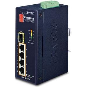 Planet Industrial 5-Port (4x 100Mbps RJ45 PoE ports 1x 100mbps FX slot) Switch (-40~75C) Unmanaged