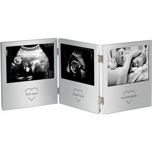 VonHaus okvir za fotografije za bebe 3 slike 12,7x8,9cm sive boje