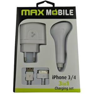 MAXMOBILE SET PUNJAČA 3U1 IPHONE 3/4 i MIKRO USB 1000mah