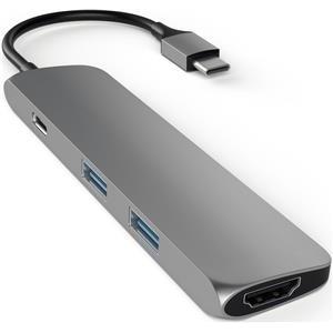 Satechi Aluminum SLIM TYPE-C MultiPort Adapter (HDMI 4K,PassThroughCharging,2x USB 3.0) - Space Grey