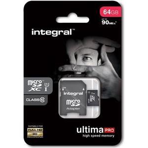 INTEGRAL 64GB MICRO SDXC class10 90MB / s MEMORY CARD + SD ADAPTER