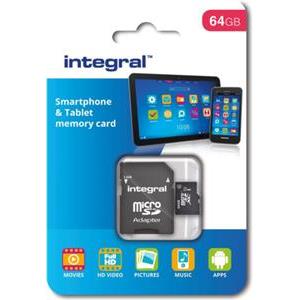 INTEGRAL 64GB SMARTPHONE & TABLET MICRO SDXC class10 UHS-I U1 90MB / s MEMORY CARD + SD ADAPTER