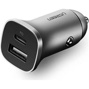 Ugreen car charger USB + USB-C PD 18W gray