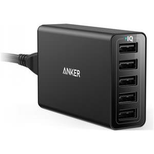 Kućni punjač ANKER PowerPort 5 A2124L12, 40W, 8A, 5x USB, crni
