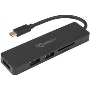 SBOX 5u1 adapter USB-C - HDMI/USB-3.0/SD+TF