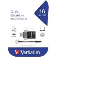 Verbatim USB2.0 & microUSB Store'n'Go Dual OTG 16GB, crni