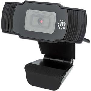 Manhattan Web Camera, 1080p, Full HD, USB, Integrated Microphone, Adjustable Clip Base, 30 fps, Black