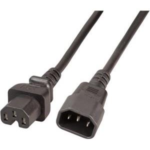 Kabel za napajanje, IEC320 C15 Ž ravni -> C14 M ravni 2,0 m, crni