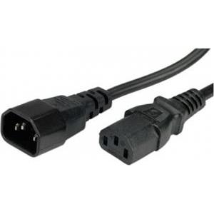 Kabel za napajanje, IEC320 C13 Ž ravni -> C14 M ravni 1,8 m, crni