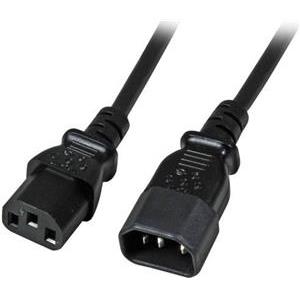 Kabel za napajanje, IEC320 C13 Ž ravni -> C14 M ravni 1,0 m, crni