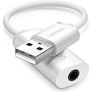 Ugreen adapter za zvok USB-A na 3.5 mm Aux Bel